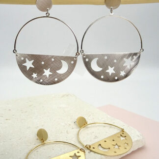 Moon & Star drop earring