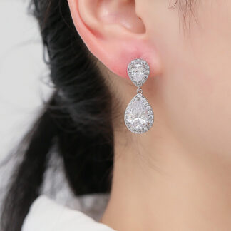 Drop zircon earrings