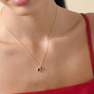 Gold-Tone Heart Set Necklaces - Ruby