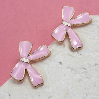 CLASSIC CHARMING PINK BOW EARRINGS