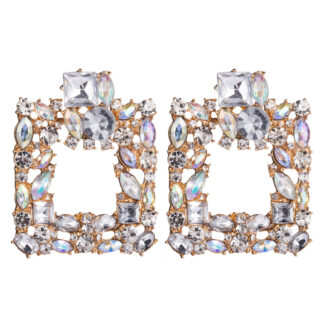 Exaggerated square rhinestone earrings