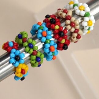 HANDMADE BEADED FLOWER STRETCH RINGS