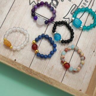 Earthy Natural Stone Beaded Rings