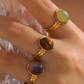 18K STAINLESS STEEL TARNISH FREE STONE RING