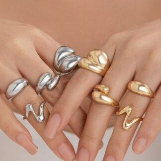 VINTAGE BOHO ABSTRACT SET OF 4 RINGS