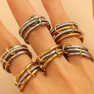 Stainless Steel Stackable Plain Band Rings Linked