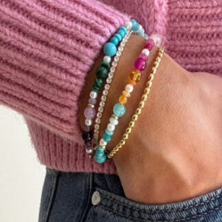 MULTI COLORED GLASS BEADED BRACELET