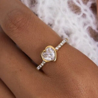 18K STAINLESS STEEL TARNISH FREE RHINESTONE RINGS
