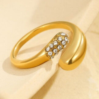 18K STAINLESS STEEL TARNISH FREE RHINESTONE RING