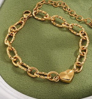 18K STAINLESS STEEL TARNISH FREE HEART BRACELET