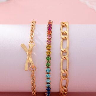 Multi Rainbow Crystals & Mixed Chains Bracelet
