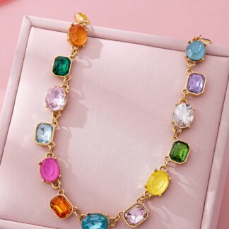 Multicolor Gemstone Link Necklace
