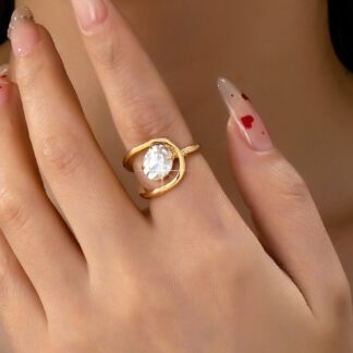 Crystal Twist Open Ring
