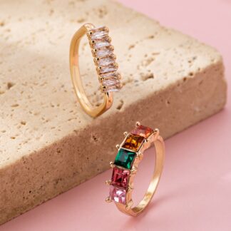 Rainbow Crystal Wrap Ring 2pcs Set