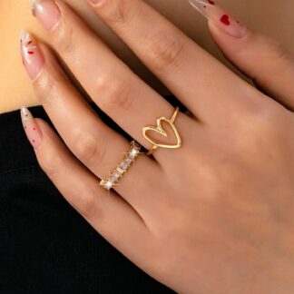 Baguette Crystal Heart Open Ring