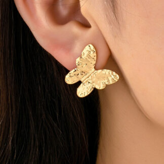Textured Gold Butterfly Stud Earrings