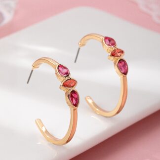 Fuchsia Marquise Crystal Hoop Earrings