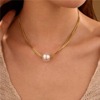STAINLESS STEEL NON-TARNISH PEARL NECKLACE