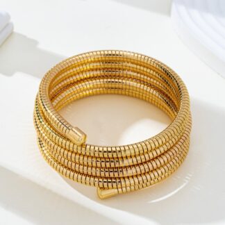 Flexible Coil Snake Chain 4 Row Bracelet