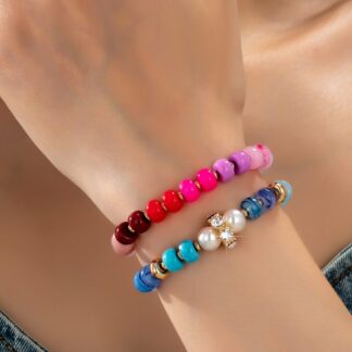 Multicolor Pastel Bead Bracelet Set