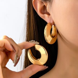 Bold Gold-Tone Chunky Hoops Earrings