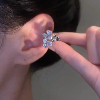Micro-paved Zirconia Delicate Flower Ear Cuffs