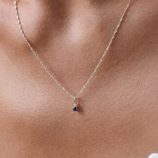 Gold-Tone September Birthstone Sapphire Pendant Necklace