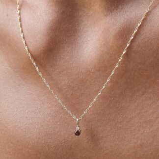 Gold-Tone January Birthstone Garnet Pendant Necklace